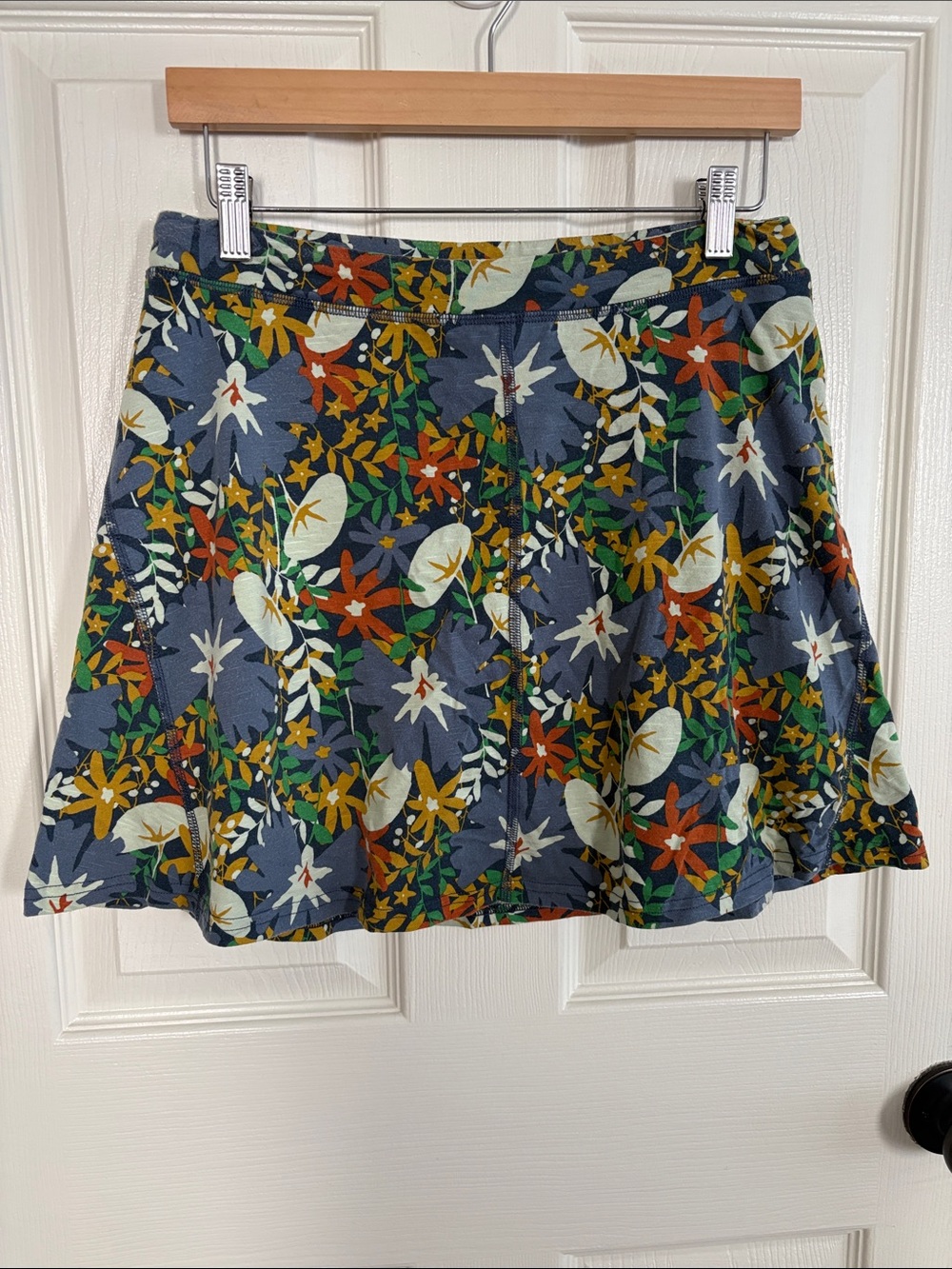 Toad&Co Navy Blue Floral Skort with Orange & Yellow Accents